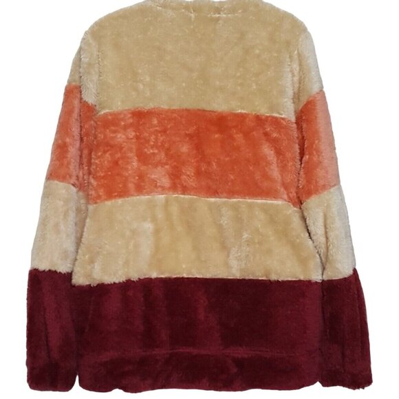 Zenana Outfitters S Loose Cozy Womens Colorblock Fuzzy Pullover Jacket Pockets - Picture 5 of 7